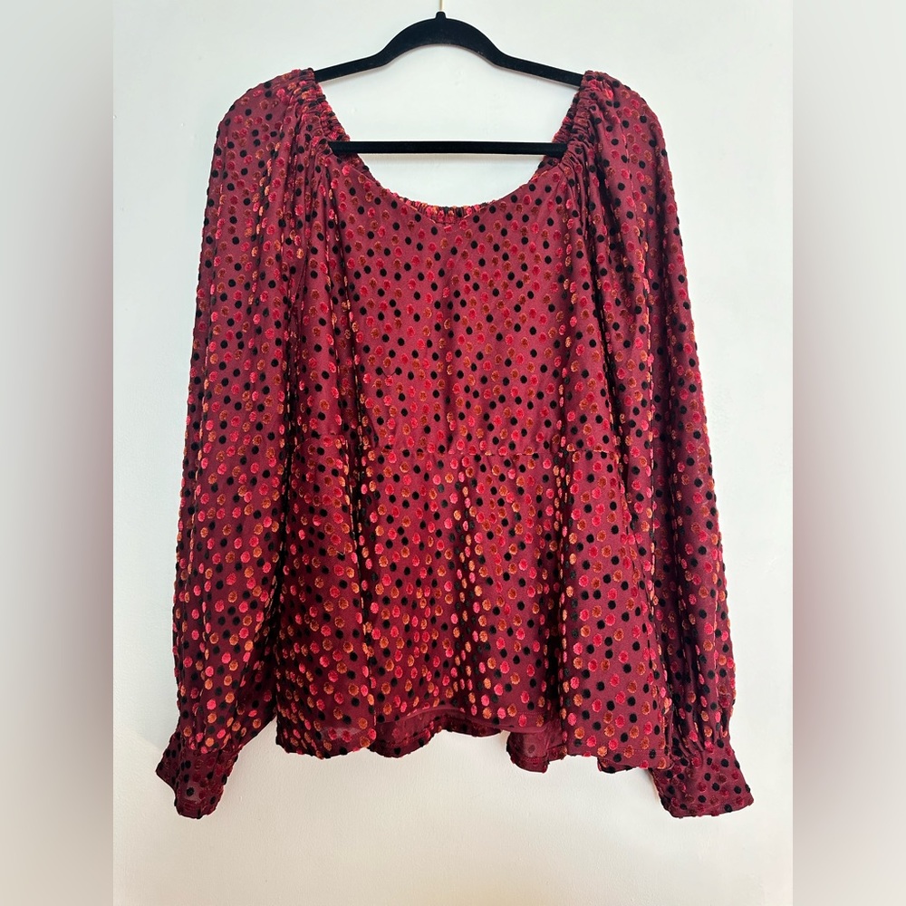Lane Bryant Classic Peplum Burnout Dot Top